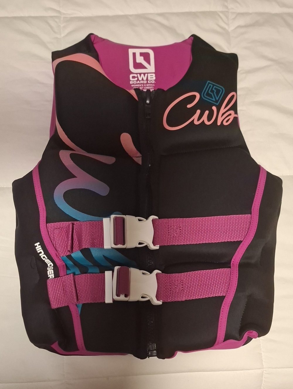 CWB Women's Black & Magenta Life Vest – Front-Zip Buoyancy Jacket